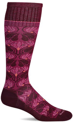 Load image into Gallery viewer, Women&#39;s Floral Tapestry | Moderate Graduated Compression Socks Lifestyle Compression Sockwell S/M Cranberry 
