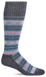 Load image into Gallery viewer, Women's Southwest Stripe | Firm Graduated Compression Socks Lifestyle Compression Sockwell S/M Cranberry
