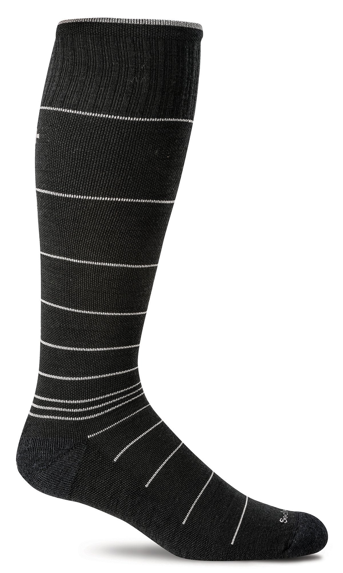 Sockwell Best-selling Men's Circulator Merino Wool Compression Socks in Black Stripe