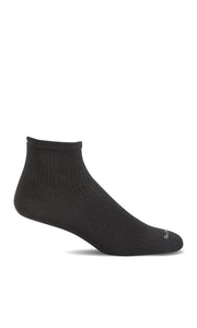 Get Relief from Plantar Fasciitis Pain in Sockwell's Plantar Ease Quarter Merino Wool Planter Relief Socks in a Basic Solid Black